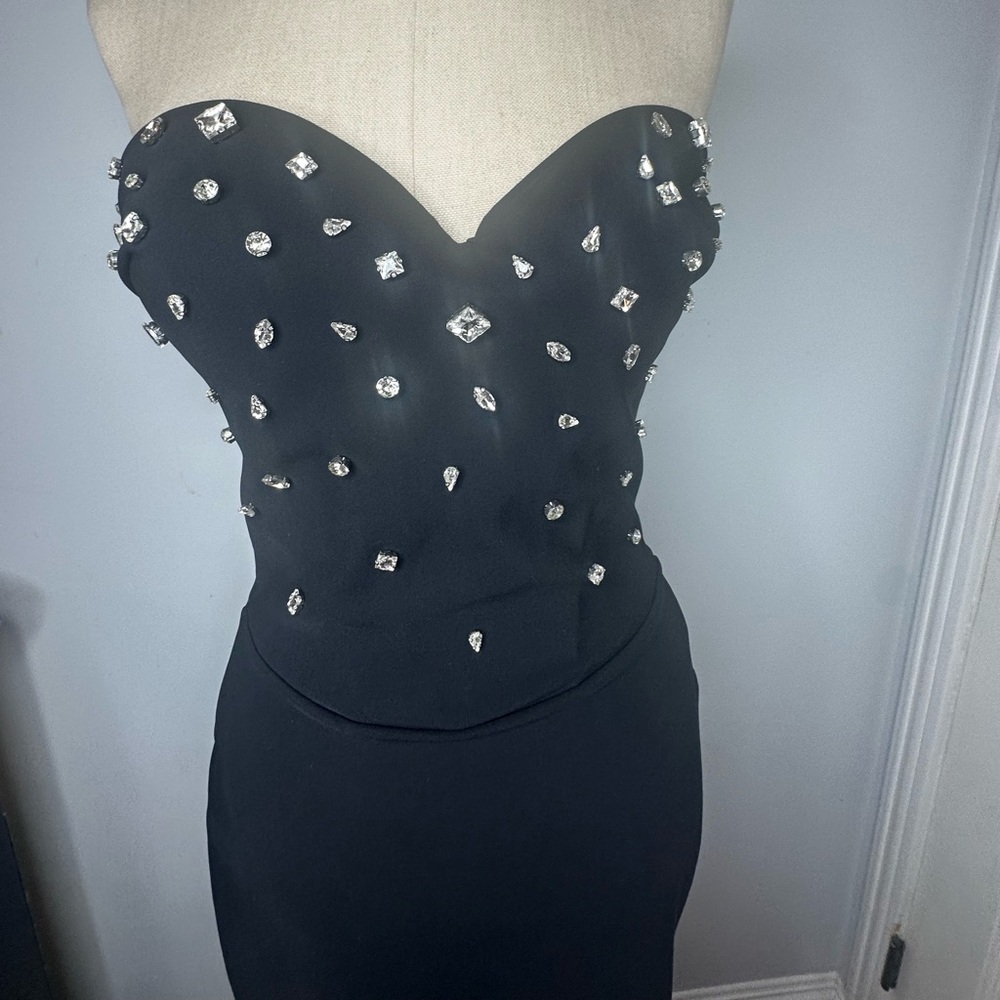 Chiara Boni La Petite Robe Mahta Rhinestone Detail Strapless Cocktail Dress - Picture 8 of 14